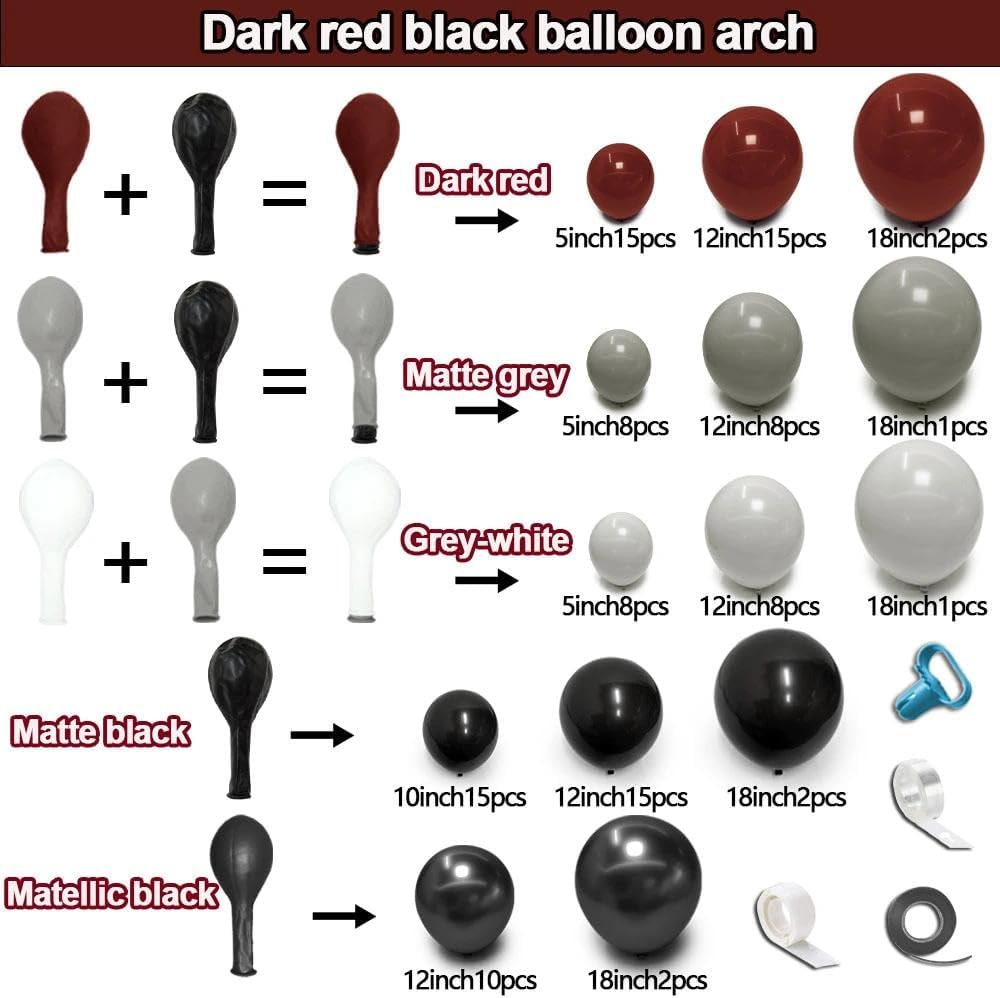 Ciemnoczerwono-czarny zestaw g – Balloon Arch Kit recenzja i cena